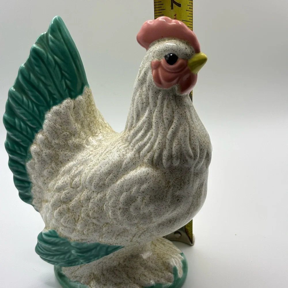 Vintage ceramic chicken figurine, approximately 7 inches tall